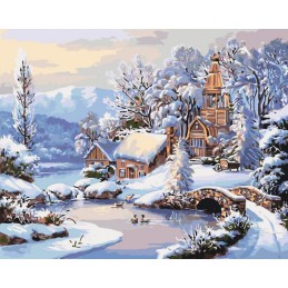 Obraz kościółek zimą
