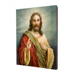 Obraz religijny na desce lipowej, Jezus