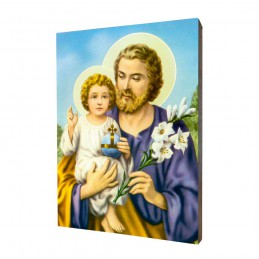 Obraz religijny na desce lipowej, święty Józef