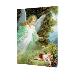  Anioł Stróż z chłopcem-obraz religijny na płótnie