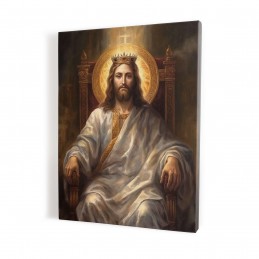 Chrystus Król na tronie - majestatyczny obraz na płótnie